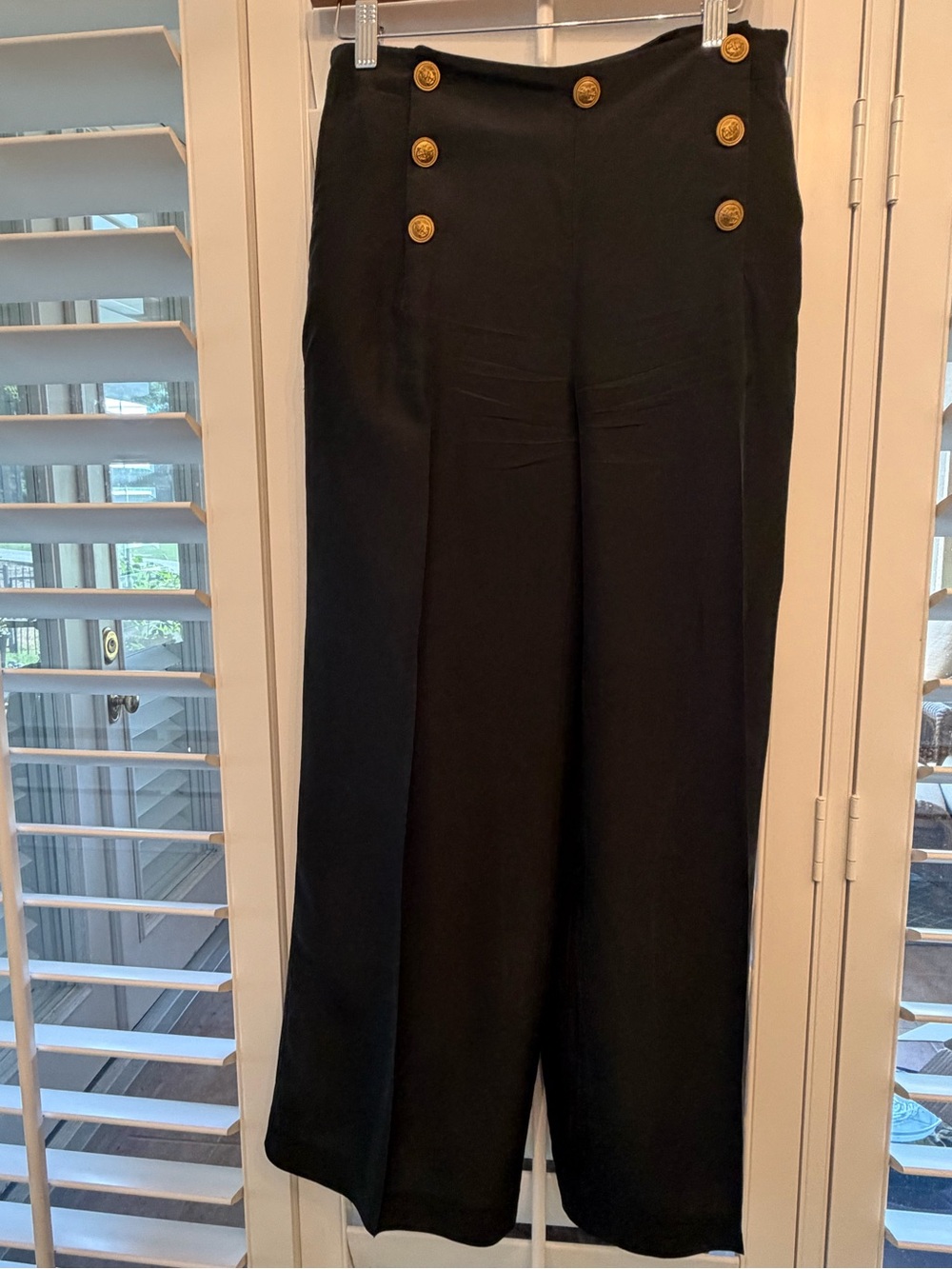 Ralph Lauren 100% Silk 
High-Waist Wide-Leg Black Pants